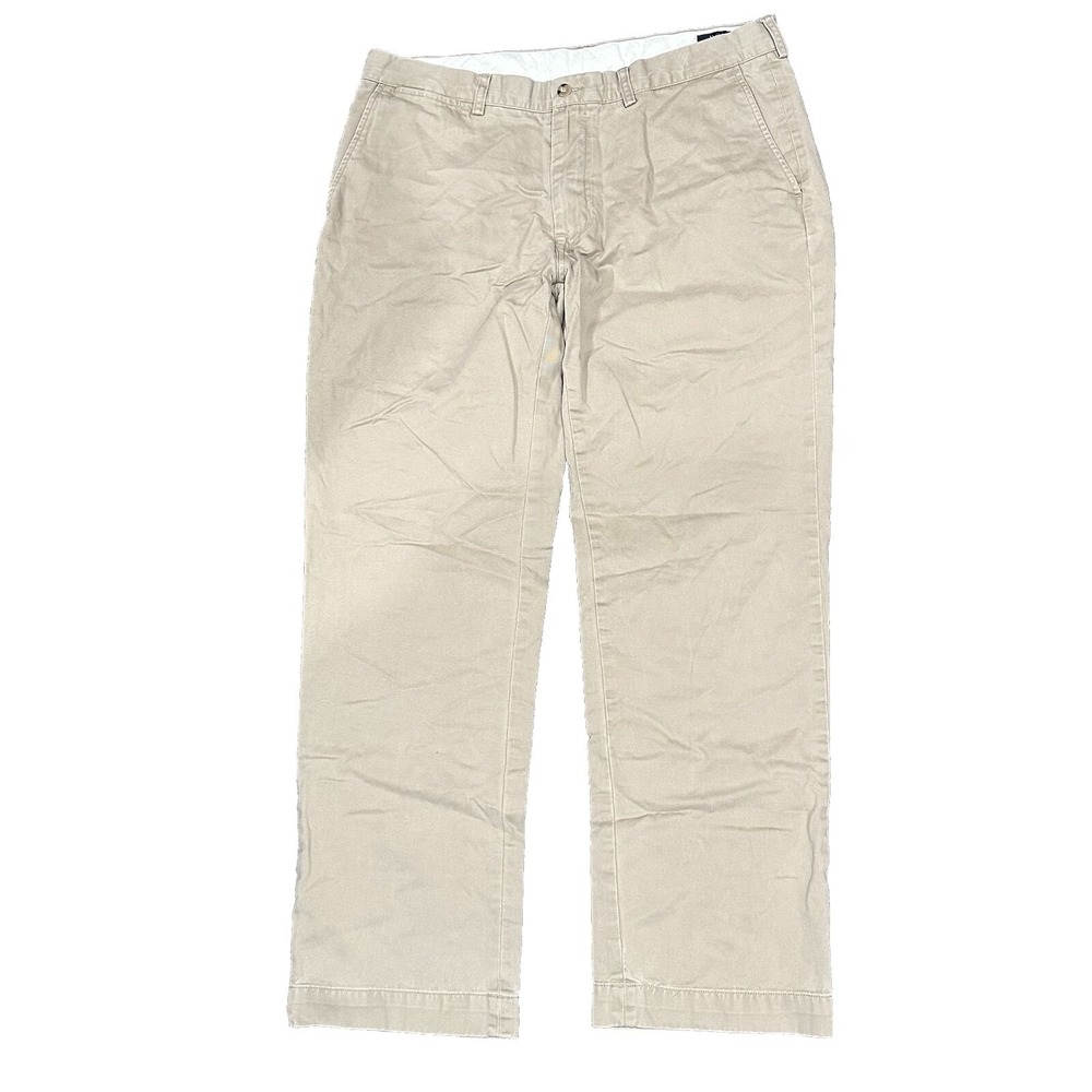 POLO RALPH LAUREN Khaki‎ Pants Mens 36x32 Classic Fit Flat Front Chino Cotton